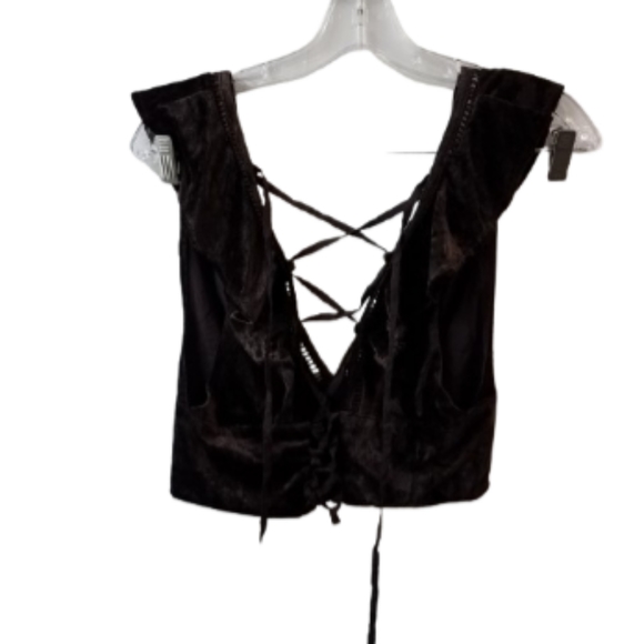 NWT Free People Lillian Velvet Lace Up Crop Top - Picture 4 of 5